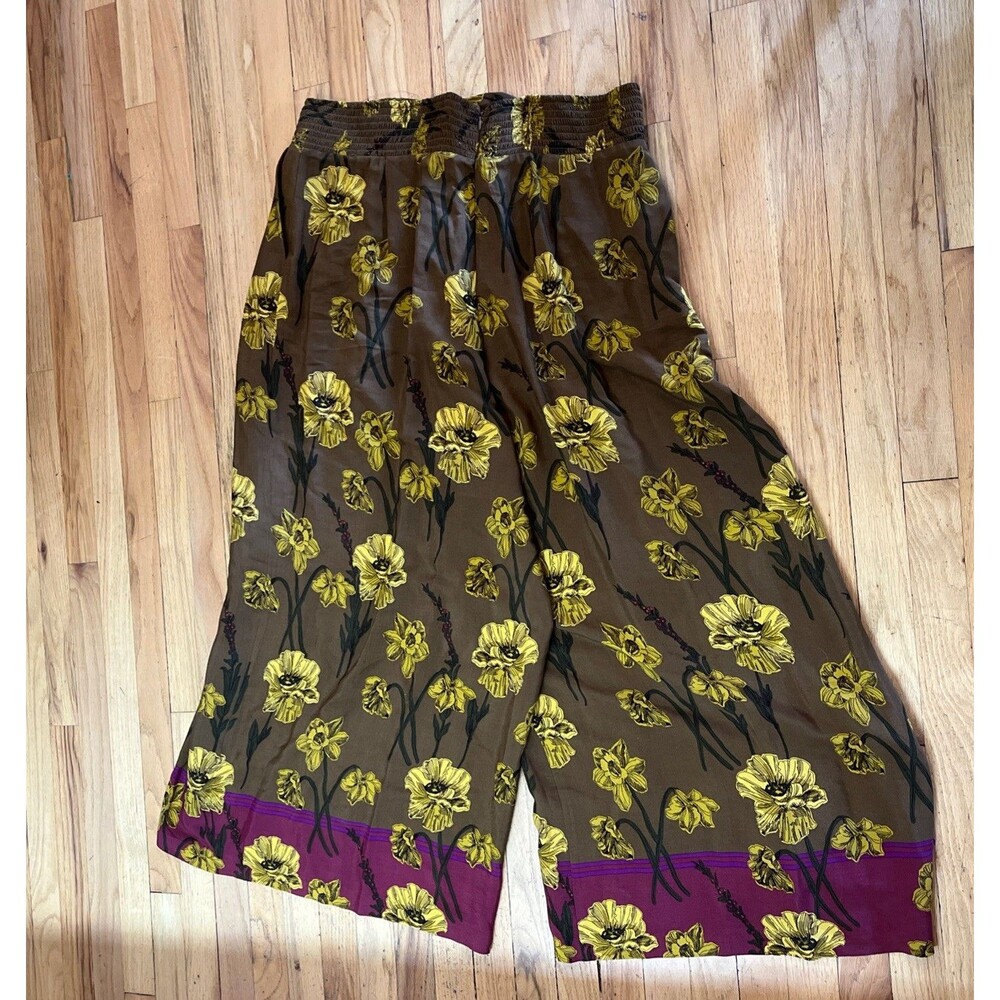 Maeve Anthropologie Smocked Wide Palazzo Pants Size20 W Artsy Boho Gypsy - Picture 2 of 5